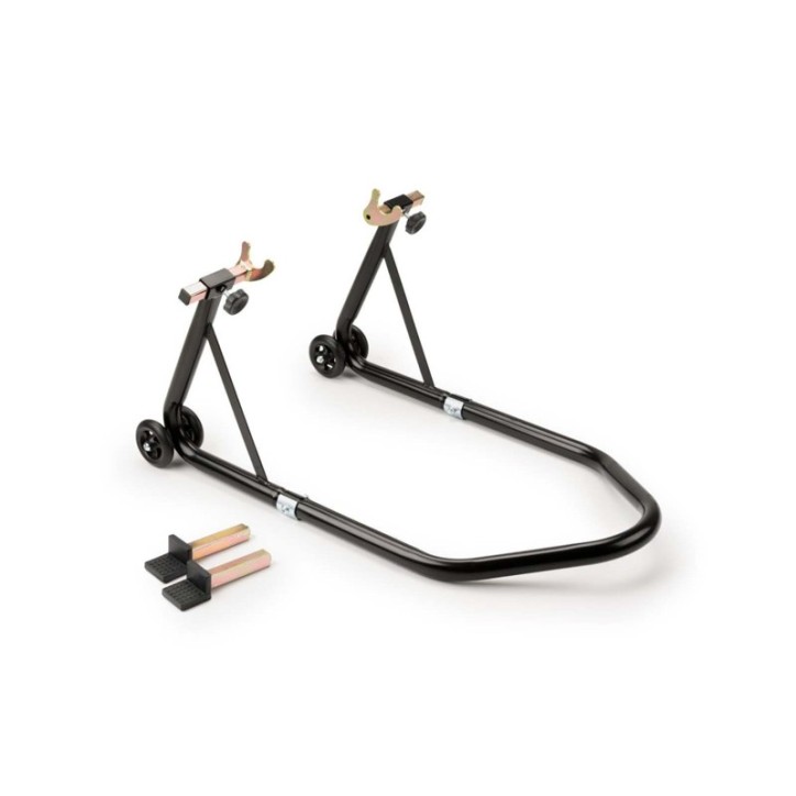 PUIG REAR STAND WITH DOUBLE WISHBONE ARM BLACK - Equipped with 4 nylon wheels.