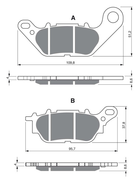 Goldfren Bremsbelag Sint Ad Mount auf Yamaha 125 YBR 08 13 Angebot