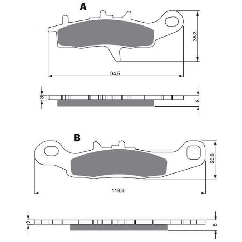 PLAQUES DE FREIN FRITES GOLDFREN COMPOSE K5 KAWASAKI 700 KVF A1 A2 B1 B2 04-06-OFFER-COD.245K5