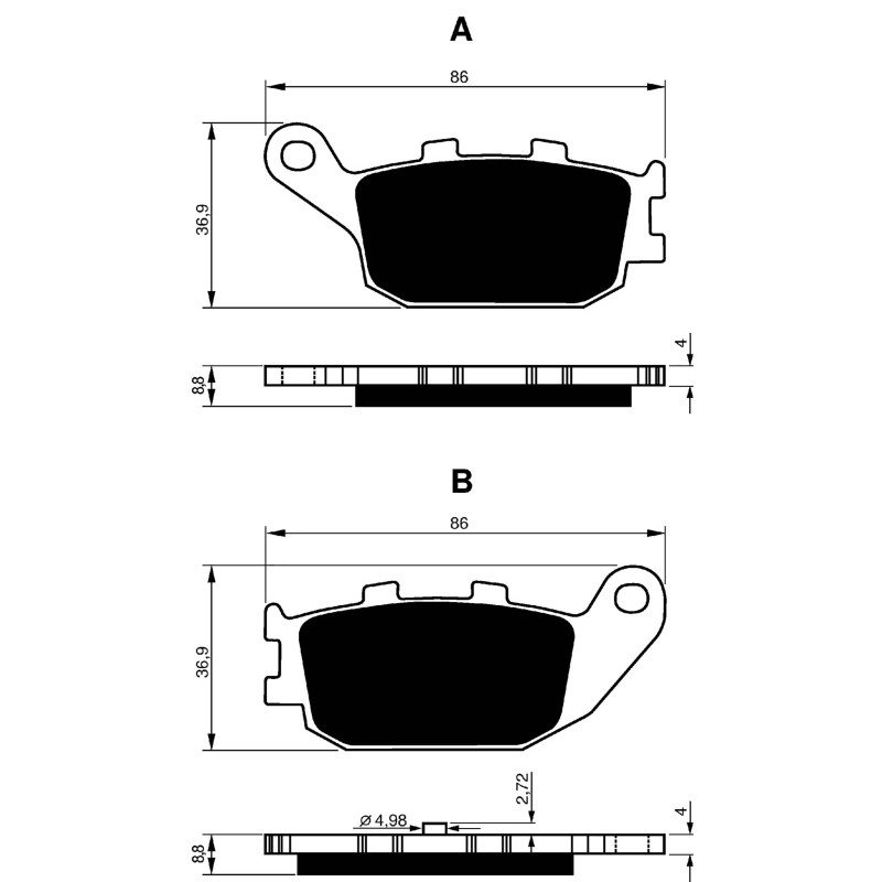 GOLDFREN SINTERBREMSBELZGE S3 COMPOUND HONDA 250 NSS Y AY A1,3 FORZA-S,T,ST JAZZ 00-05-ANGEBOT-COD.155S3