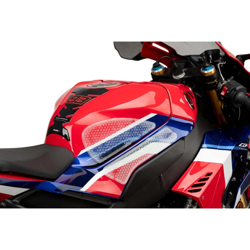 ADHESIVO LATERAL DEPOSITO ESPECIFICO PUIG HONDA CBR1000 RR-R FIREBLADE SP 20-24 TRANSPARENTE