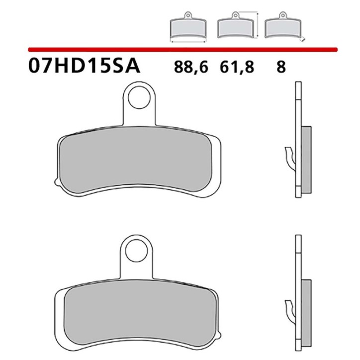 KIT DE PASTILLAS DE FRENO DELANTERO BREMBO PARA HARLEY D.FLS SOFTAIL SLIM 1690 12-14-07HD15SA