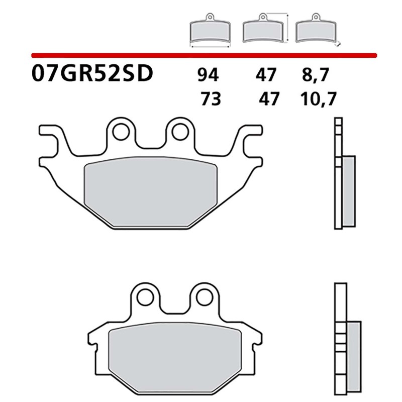 BREMBO FRONT BRAKE PADS KIT KAWASAKI KVF BRUTE FORCE 2X4 12-17-07GR52SD