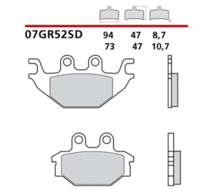 BREMBO VORDERRADBREMSBELAGE-KIT KAWASAKI KVF BRUTE FORCE 2X4 12-17-07GR52SD