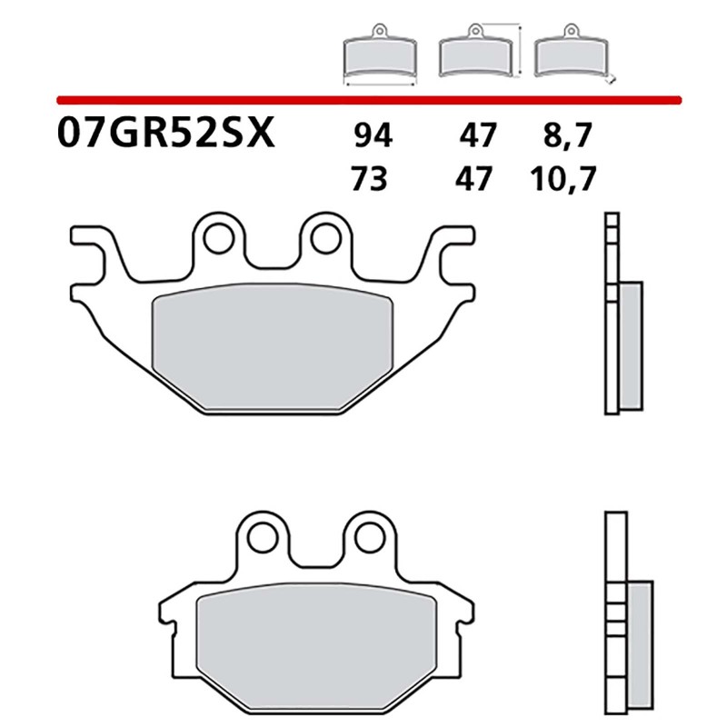 BREMBO FRONT BRAKE PADS KIT KAWASAKI KVF BRUTE FORCE 2X4 12-17-07GR52SX