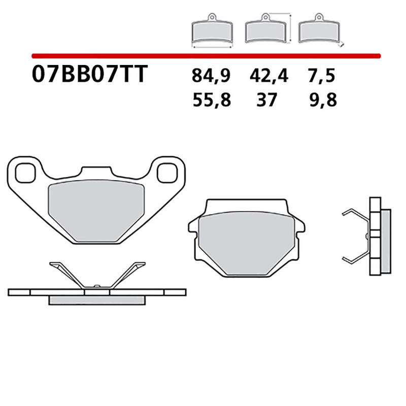 Kit de plaquettes de frein arriere Brembo pour Aprilia Moto 65 650 95 01 cod07bb07tt