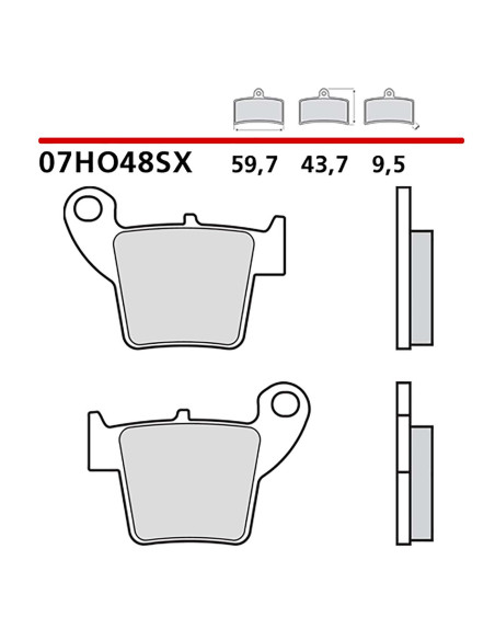 Kit de plaquettes de frein arriere Brembo pour HM CRE F 450 02-02 (code 07HO48SX)