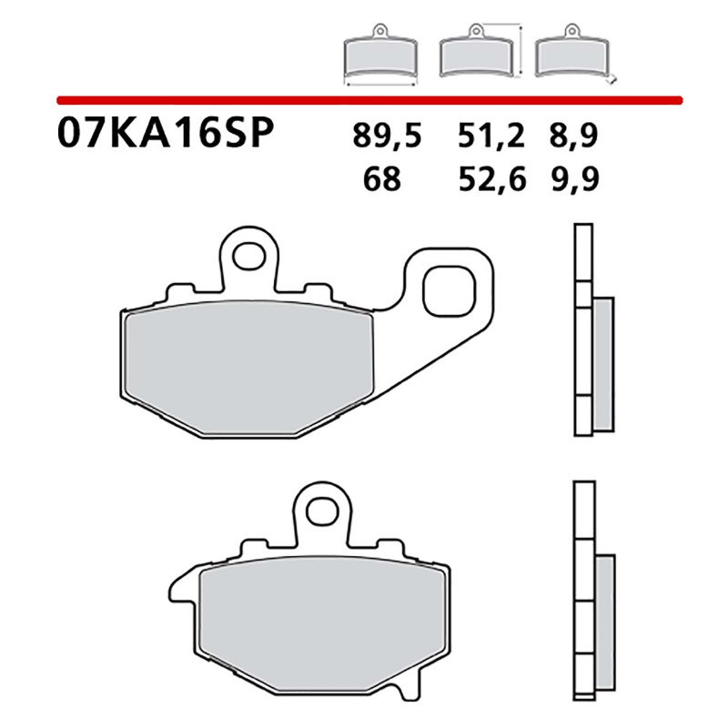 Kit de plaquettes de frein arriere Brembo pour Kawasaki Z 1000 10-13 (code 07KA16SP)
