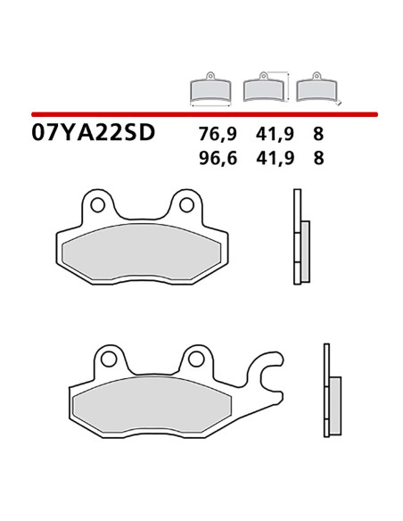 Kit de plaquettes de frein arriere Brembo pour Kawasaki Z 125 19-22 (code 07YA22SD)
