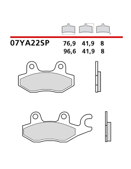 Kit de plaquettes de frein arriere Brembo pour Kawasaki Z 125 19-22 (code 07YA22SP)