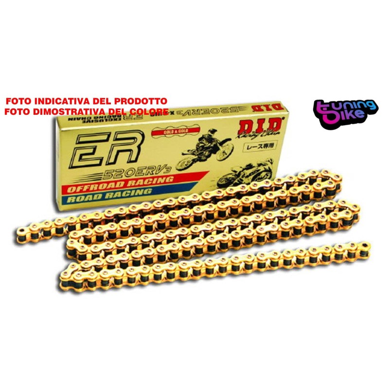 DID CHAIN 520ERV3 +2 LINKS COMPARED TO THE ORIGINAL APRILIA Caponord Rally (VKB000 VKB001) 1200 15-16 GOLD GOLD