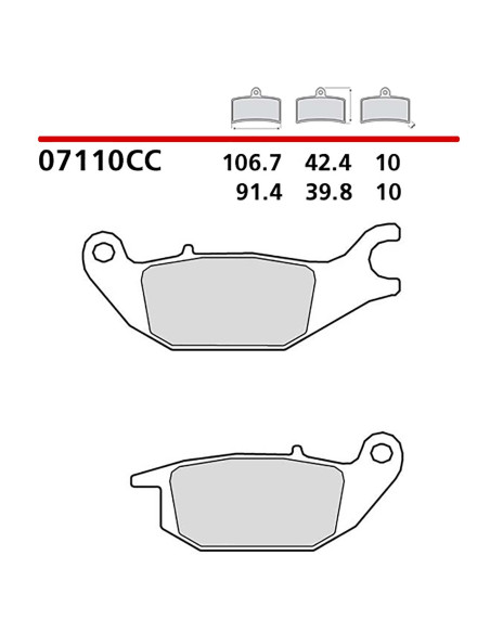 Kit de plaquettes de frein arriere Brembo pour Yamaha Tricity MW 125 14-16 cod07110