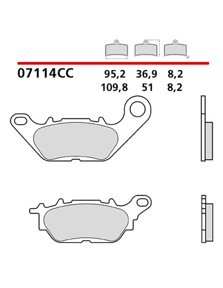 Kit de plaquettes de frein arriere Brembo pour Yamaha Tricity MWS A 125 17-20 (code 07114)