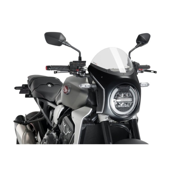 PUIG CUPOLINO SEMICARENATO PER HONDA CB1000R NEO SPORTS CAFE 18-20 TRASPARENTE-CARBON