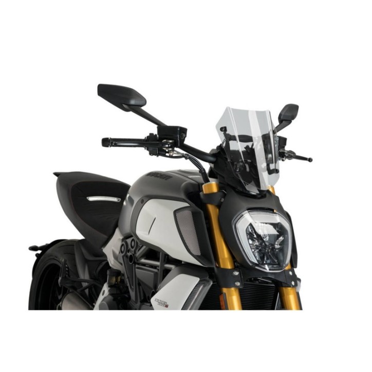 PUIG NAKED NG SPORT EINSTELLBARE WINDSCHUTZSCHEIBE FUR DUCATI DIAVEL 1260 19-24 LIGHT SMOKE