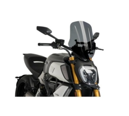 PUIG NAKED NG TOURING ADJUSTABLE WINDSCREEN DUCATI DIAVEL 1260S 19-24 DARK SMOKE