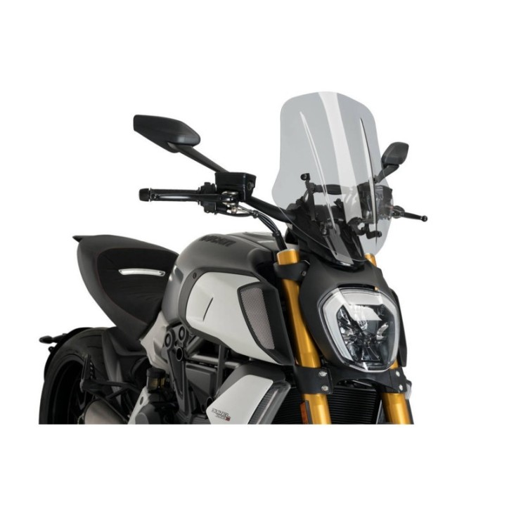 PUIG NAKED NG TOURING EINSTELLBARE WINDSCHUTZSCHEIBE FUR DUCATI DIAVEL 1260 19-24 LIGHT SMOKE