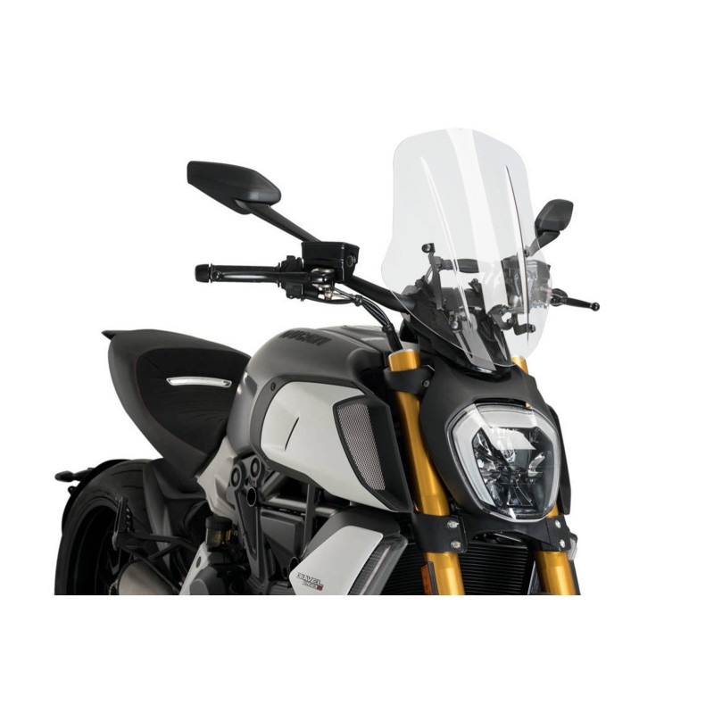 PUIG NAKED NG TOURING EINSTELLBARE WINDSCHUTZSCHEIBE DUCATI DIAVEL 1260S 19-24 TRANSPARENT