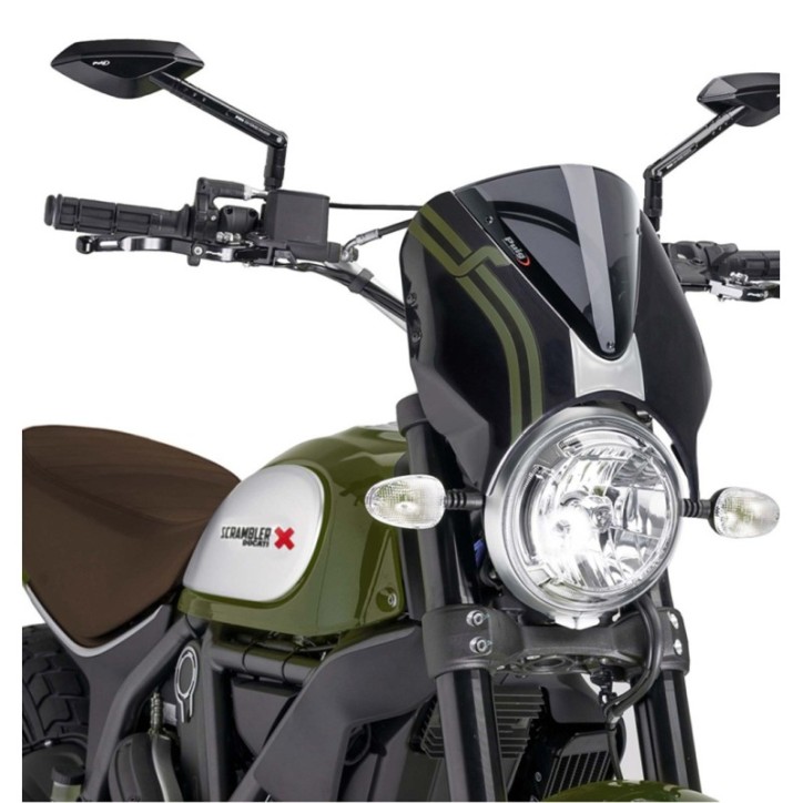 PUIG PARE-BRISE RETRO POUR DUCATI SCRAMBLER DESERT SLED 17-22 FUMEE FONCEE-NOIR