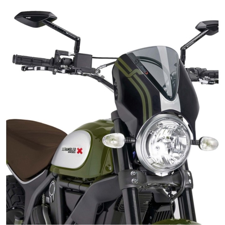 PUIG PARE-BRISE RETRO POUR DUCATI SCRAMBLER DESERT SLED 17-22 FUMEE CLAIRE-NOIR