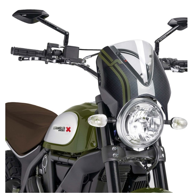 PARE-BRISE ARRIERE PUIG DUCATI SCRAMBLER 1100 SPORT SPECIAL 18-20 TRANSPARENT-CARBONE