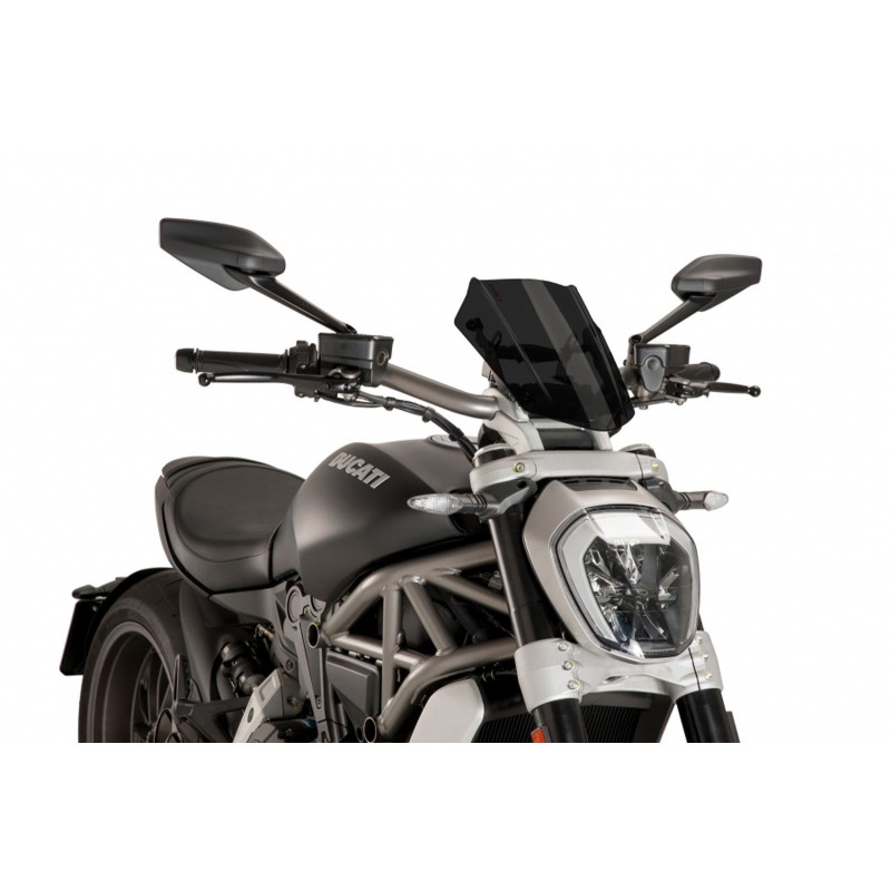 PUIG NAKED NG SPORT ADJUSTABLE WINDSCREEN DUCATI X DIAVEL 16-23 DARK SMOKE