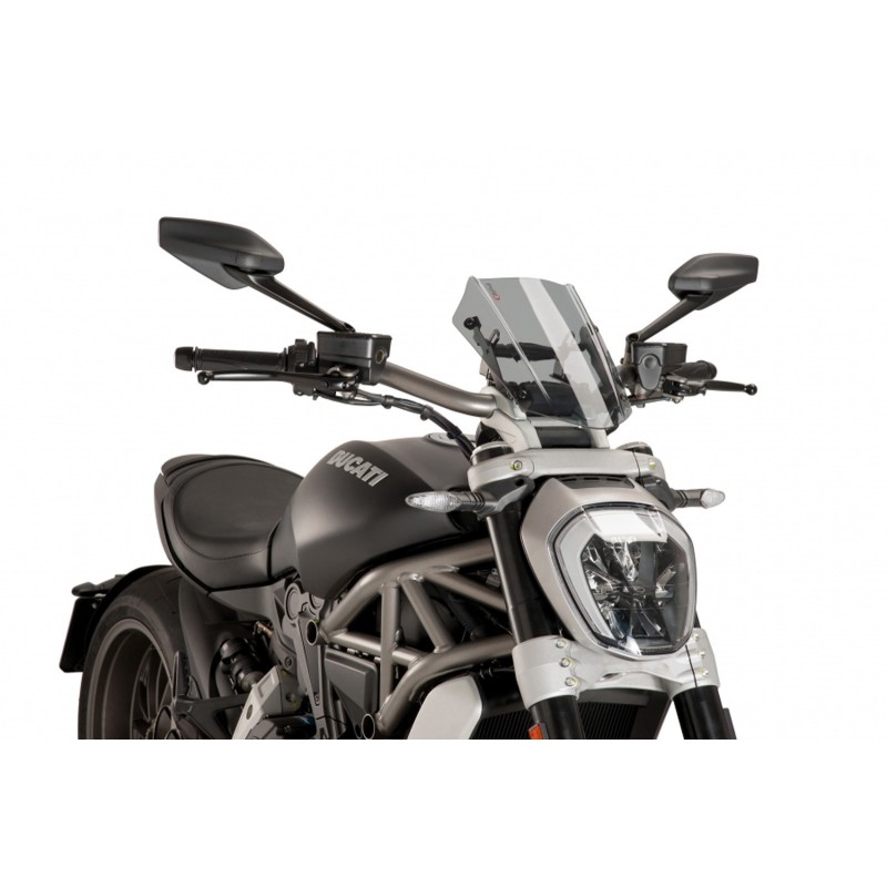 PUIG NAKED NG SPORT ADJUSTABLE WINDSCREEN DUCATI X DIAVEL 16-23 LIGHT SMOKE