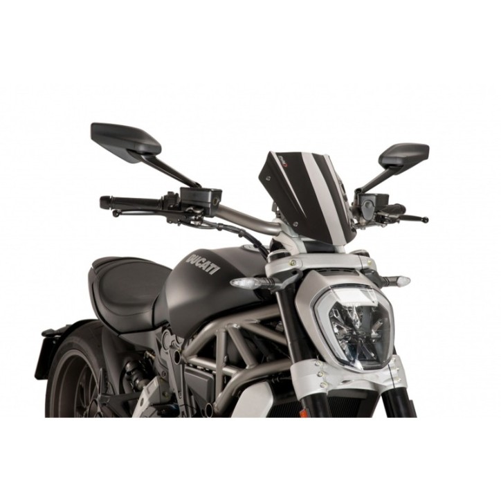 PUIG NAKED NG SPORT ADJUSTABLE WINDSCREEN FOR DUCATI X DIAVEL 16-23 BLACK