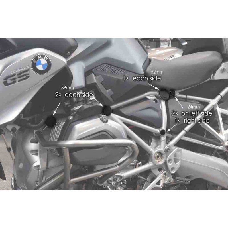 PUIG FRAME CAPS FOR BOX SUPPORT AND ENGINE GUARD TUBE BMW R1200GS 13-16 BLACK