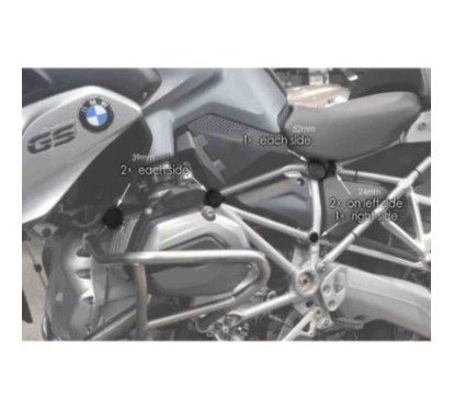 PUIG CASQUETTES CADRE PER SOUTIEN BOX E TUBO PARAMOTORE BMW R1200GS 13-16 NOIR