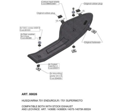 BOUCLIER THERMIQUE LEOVINCE CARTER HUSQVARNA 701 SUPERMOTO 16-24