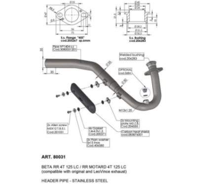 KIT COLECTOR LEOVINCE BETA RR 4T 125 LC RR MOTARD 4T 125 LC 21-23