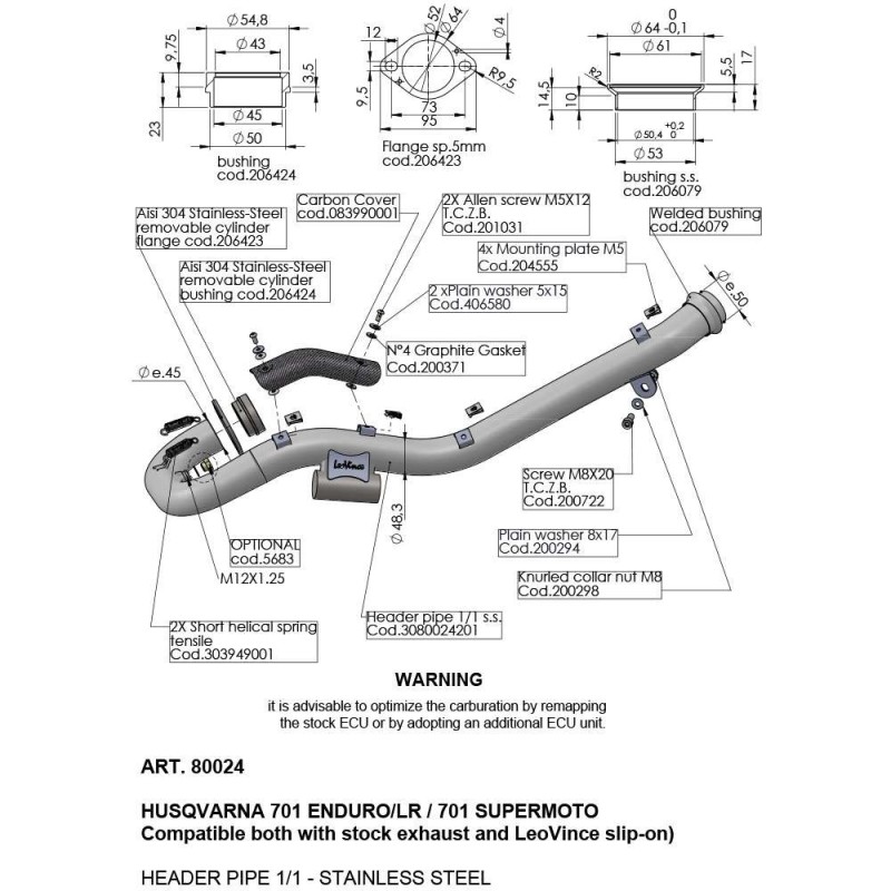 KIT COLECTOR LEOVINCE HUSQVARNA 701 ENDURO 21-24