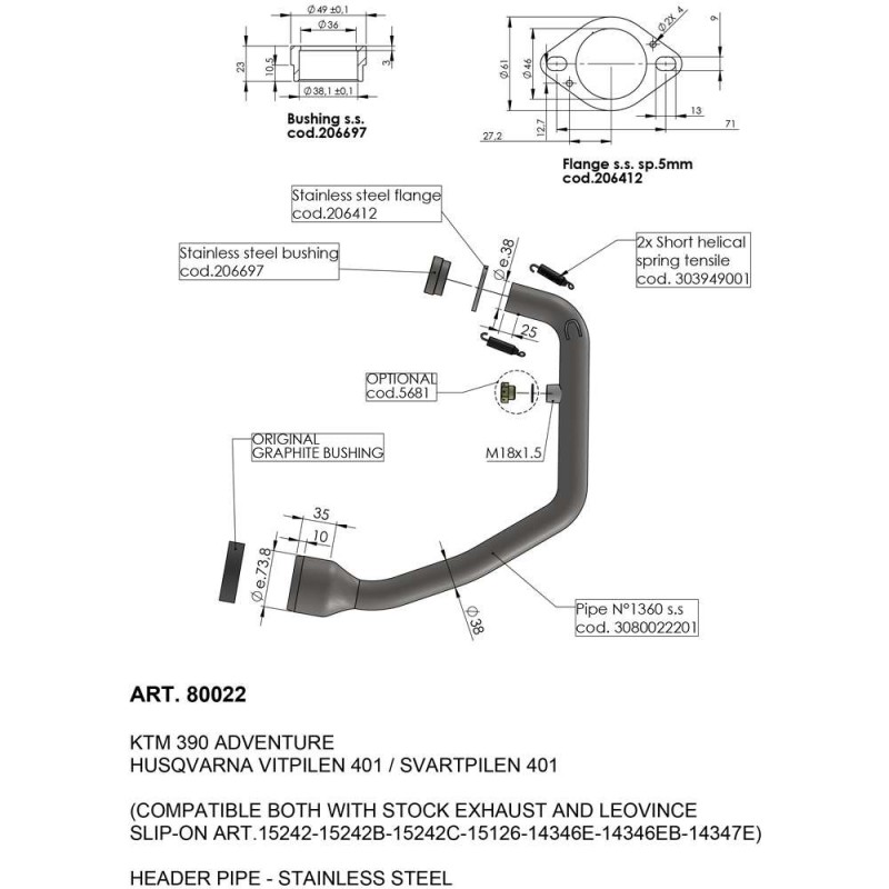 LEOVINCE KIT COLLETTORI PER HUSQVARNA SVARTPILEN 401 20-23 