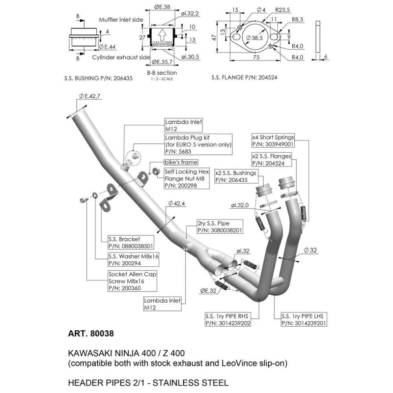 KIT COLECTOR LEOVINCE KAWASAKI NINJA 400 18-23