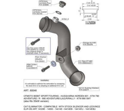 LEOVINCE-ANSCHLUSS ENTFERNT KATALYSATOR CFMOTO 800 MT SPORT 22-24