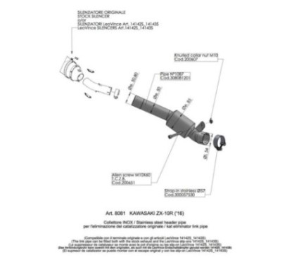 LEOVINCE RACCORDO ELIMINA CATALIZZATORE KAWASAKI ZX-10R NINJA 16-20 