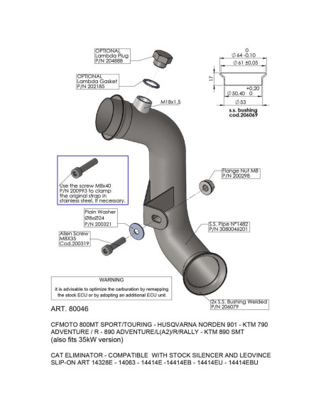 Extractor de catalizador Leovince para KTM 890 Adventure L 21 23