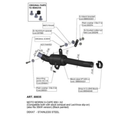 LEOVINCE FITTING REMOVES CATALYST MOTO MORINI X-CAPE 650 A2 21-23