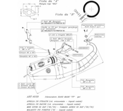 LEOVINCE VOLLSTANDIGER AUSPUFF, HANDGEFERTIGT TT APRILIA SR STEALTH RACING, horizontaler Zylinder, flUssigkeitsgekUhlt, 98-00 AL