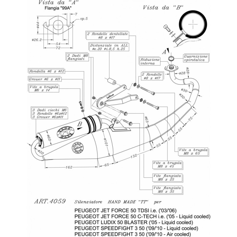 POT D'ECHAPPEMENT COMPLET LEOVINCE FAIT MAIN TT BLACK EDITION PEUGEOT JET FORCE 50 TDSI 03-06 ALUMINIUM