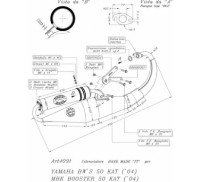 ESCAPE COMPLETO LEOVINCE HECHO A MANO TT YAMAHA BW'S 50 NAKED 04-13 ALUMINIO