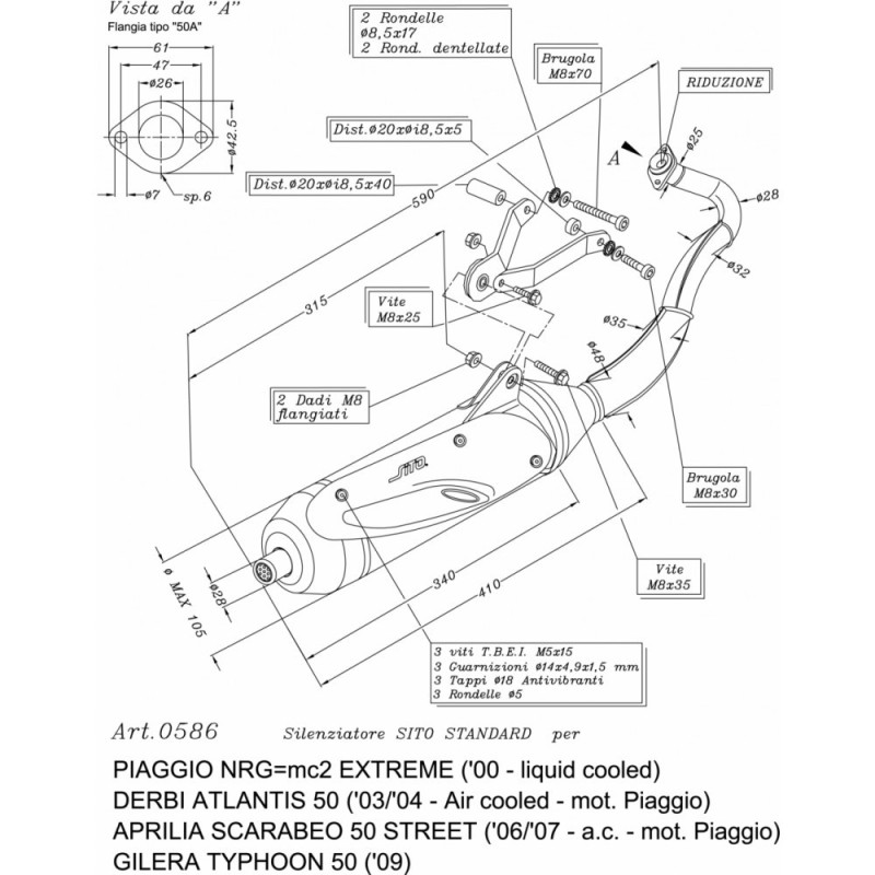 LEOVINCE SCARICO COMPLETO SITO APRILIA SCARABEO 50 STREET air cooled Piaggio engine 06-07 ACCIAIO