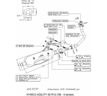 LEOVINCE SCARICO COMPLETO SITO KYMCO AGILITY 50 RT 12 4 stroke 07-12 ACCIAIO