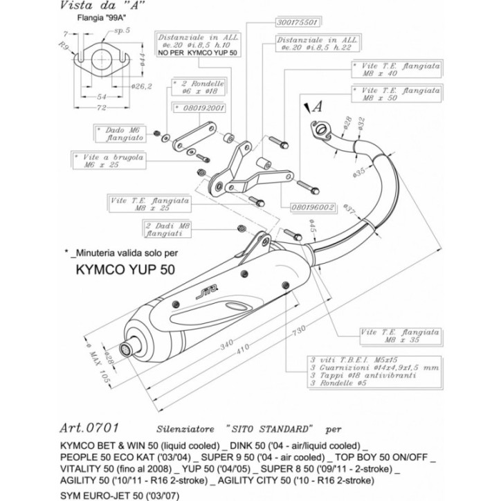 LEOVINCE FULL EXHAUST SITE FOR KYMCO VITALITY 50 07-08 STEEL