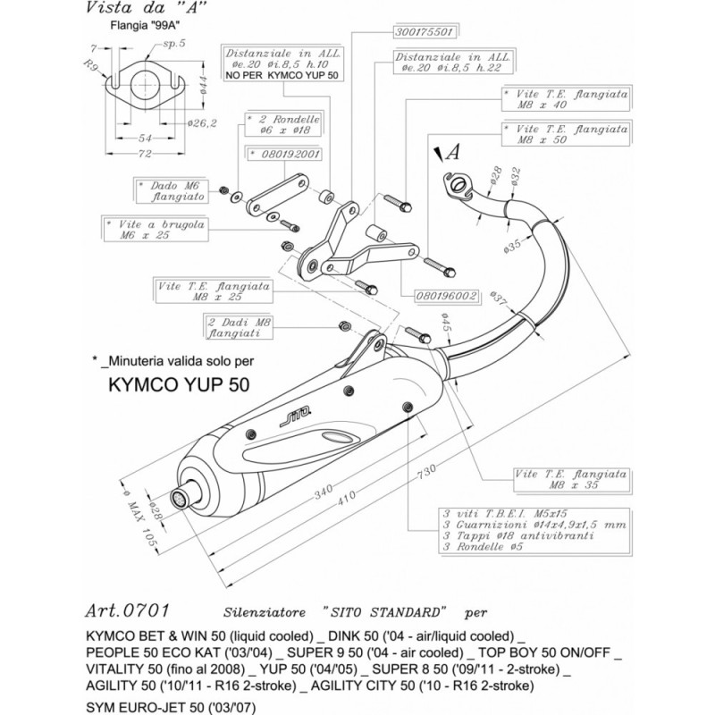 SITE D'ECHAPPEMENT COMPLET LEOVINCE KYMCO YUP 50 04-05 ACIER