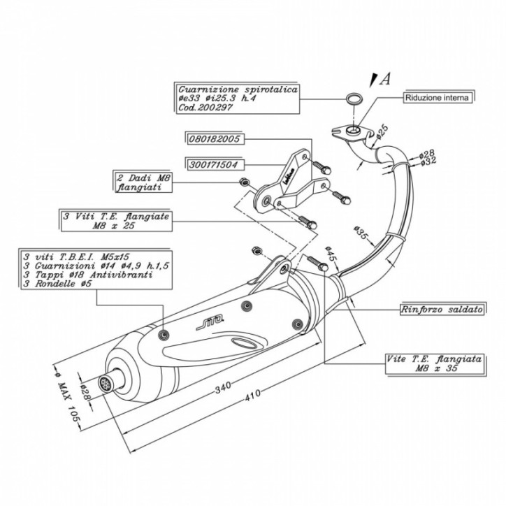 LEOVINCE FULL EXHAUST SITO FOR MBK OVETTO 50 2 stroke 02-12 STEEL