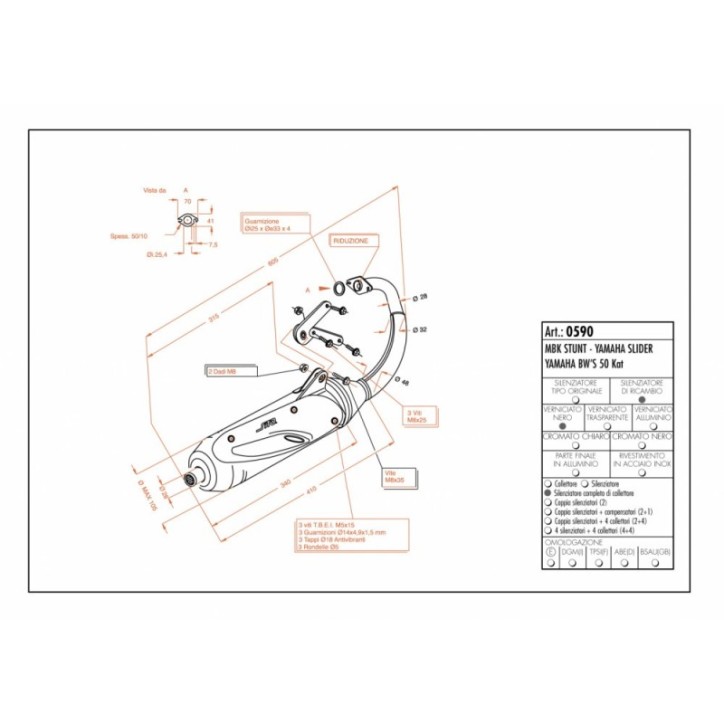 SITE D'ECHAPPEMENT COMPLET LEOVINCE POUR MBK STUNT 00-02 ACIER