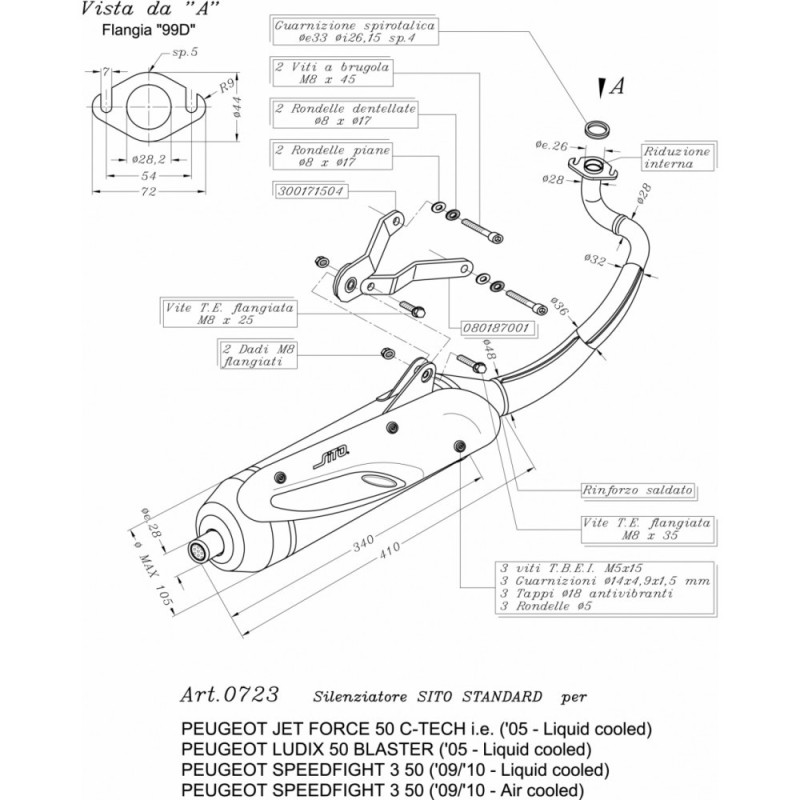 LEOVINCE FULL EXHAUST SITE PEUGEOT JET FORCE C-TECH 50 injection liquid cooled 2005 STEEL