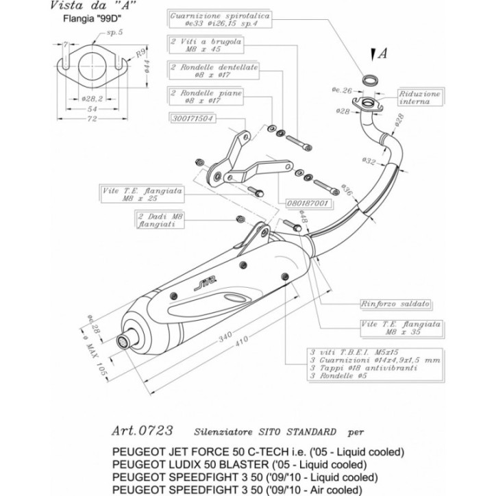 ESCAPE COMPLETO LEOVINCE SITIO PARA PEUGEOT JET FORCE C-TECH 50 2005 ACERO